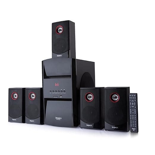 Impex BLUEROCK-Plus 140 Watts 5.1 Channel Multimedia Speaker System with USB/SD/MMC Card/Bluetooth/FM Radio/Remote Function & 2 Mic Port (Black) Multi