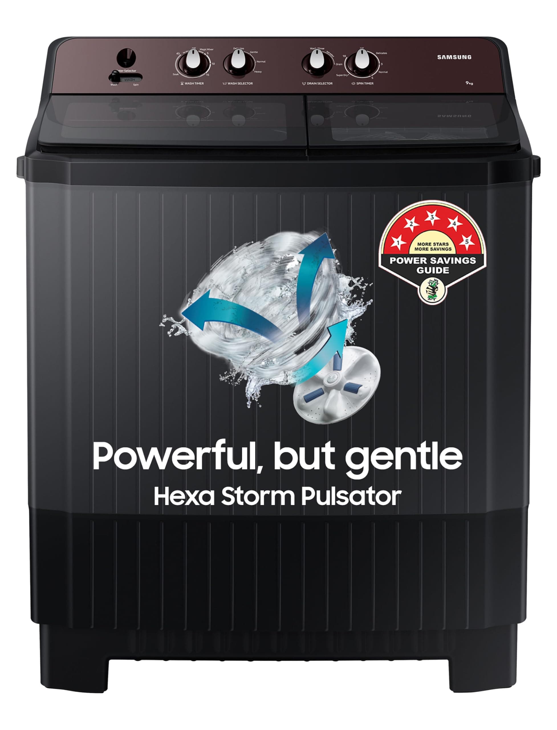 Samsung 9.0 5 star Semi Automatic Washing Machine (WT90B3560RB/TL,DARK GRAY)