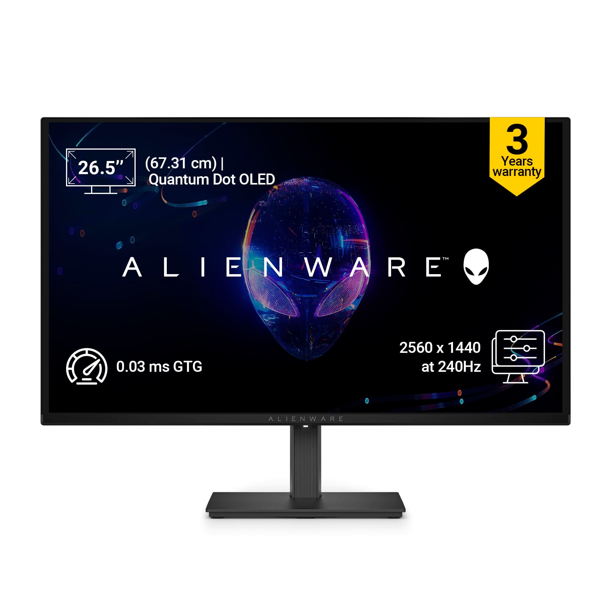 Alienware AW2726DM 26.5" QD OLED Monitor|99% DCI-P3, 0.03ms GTG|240Hz Refresh|AMD FreeSync Premium VESA AdaptiveSync|HDMI*2, DP 1.4|1500000:1 Contrast...
