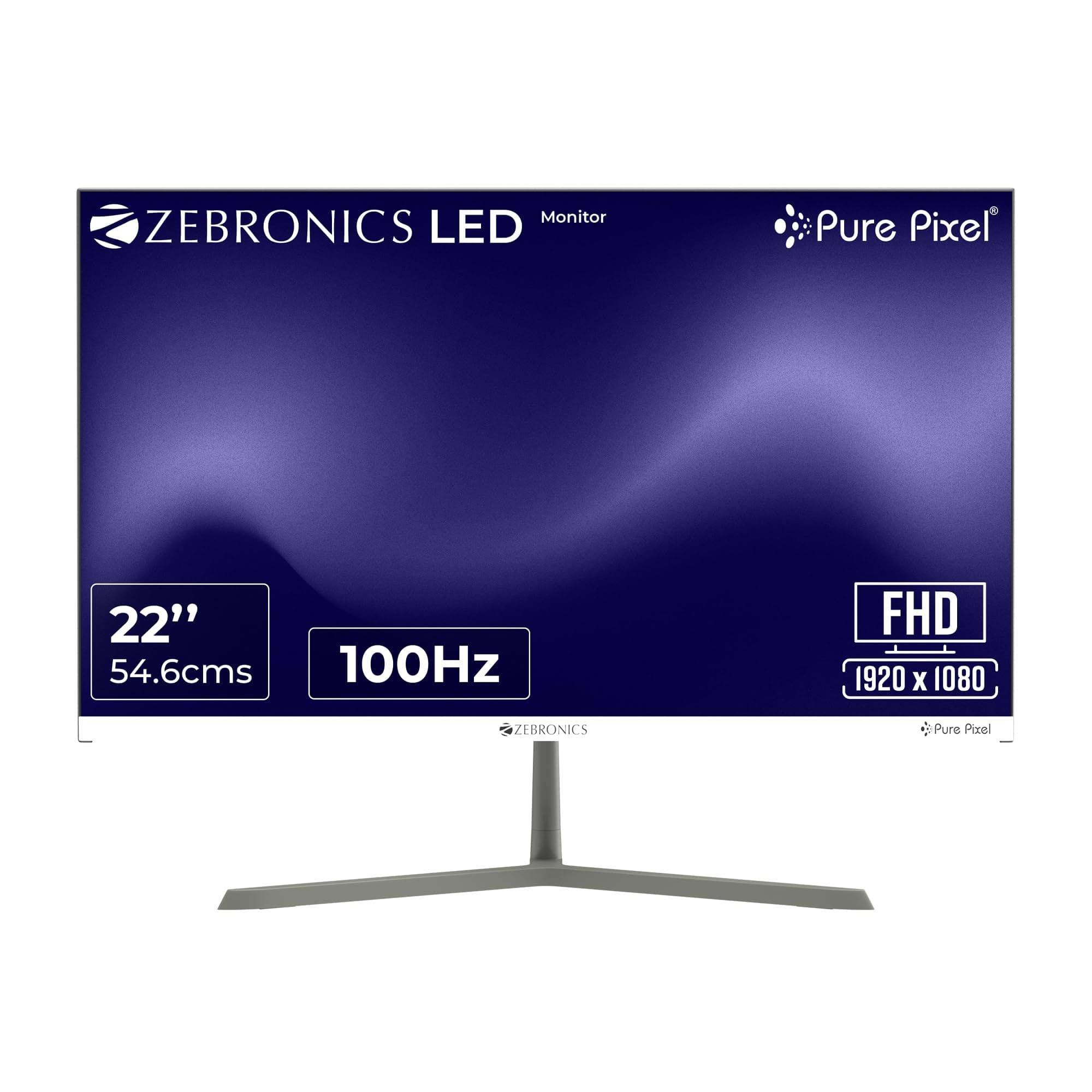 Zebronics Full HD LED Monitor, 21.5 Anti-Glare Screen, 100Hz Refresh Rate, Ultra Slim, Bezel-Less Display, 250nits Brightness, HDMI & VGA, Wall Mounta...