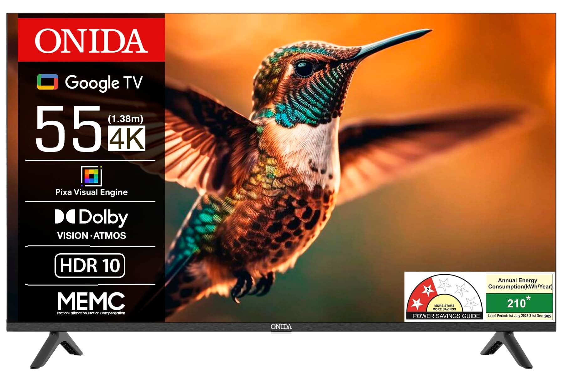 ONIDA 139 cm (55 inch) Nexg Series 4K Ultra HD LED Smart Google TV 55UIG (Black)