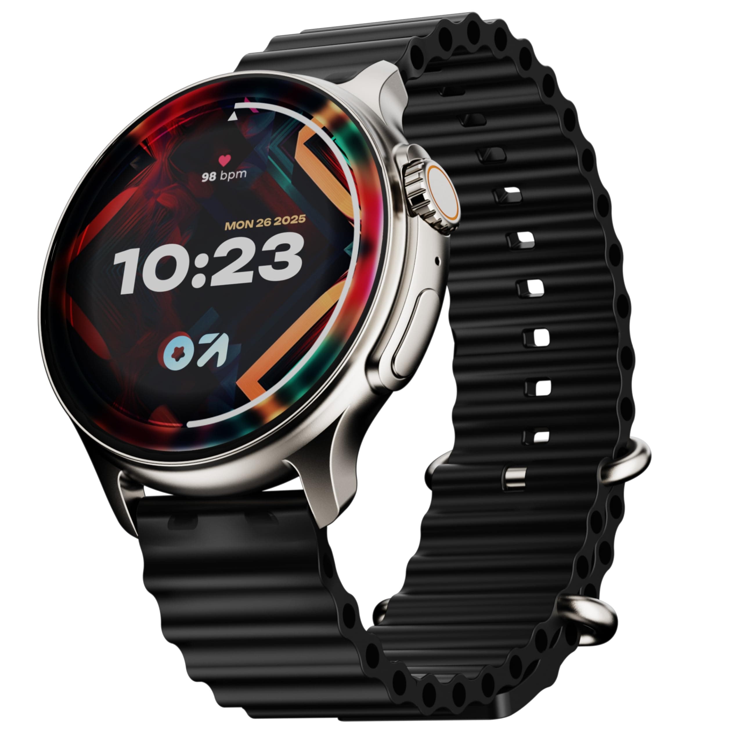 Boult Newly Launched Crown R Pro Smart Watch 1.43''HD AMOLED, BT Calling, Working Crown, Zinc Alloy Frame, 600 Nits Brightness, AI Voice Assistant, SpO2 Monitoring, 120+ Sports Mode (Pure Black)