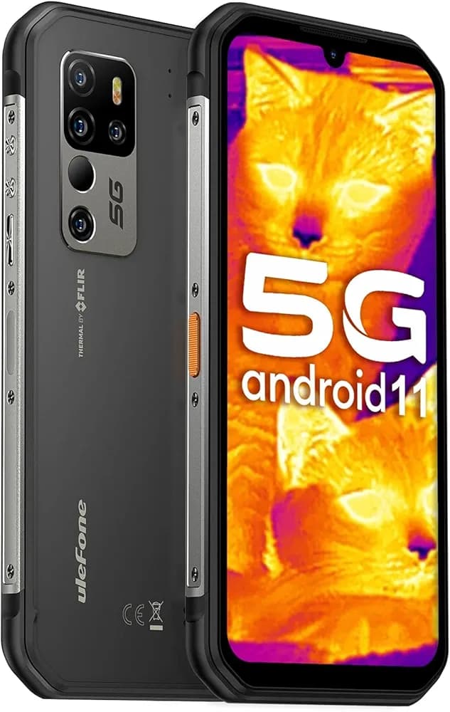India Gadgets - Ulefone Armor 11T Rugged 5G Android Mobile Phone: 8Gb + 256Gb: 48MP Camera + 5MP Thermal Camera/Body Heat: 6.1" HD+ Display: 5200mAh Battery: Waterproof Smartphone MIL-STD-810G