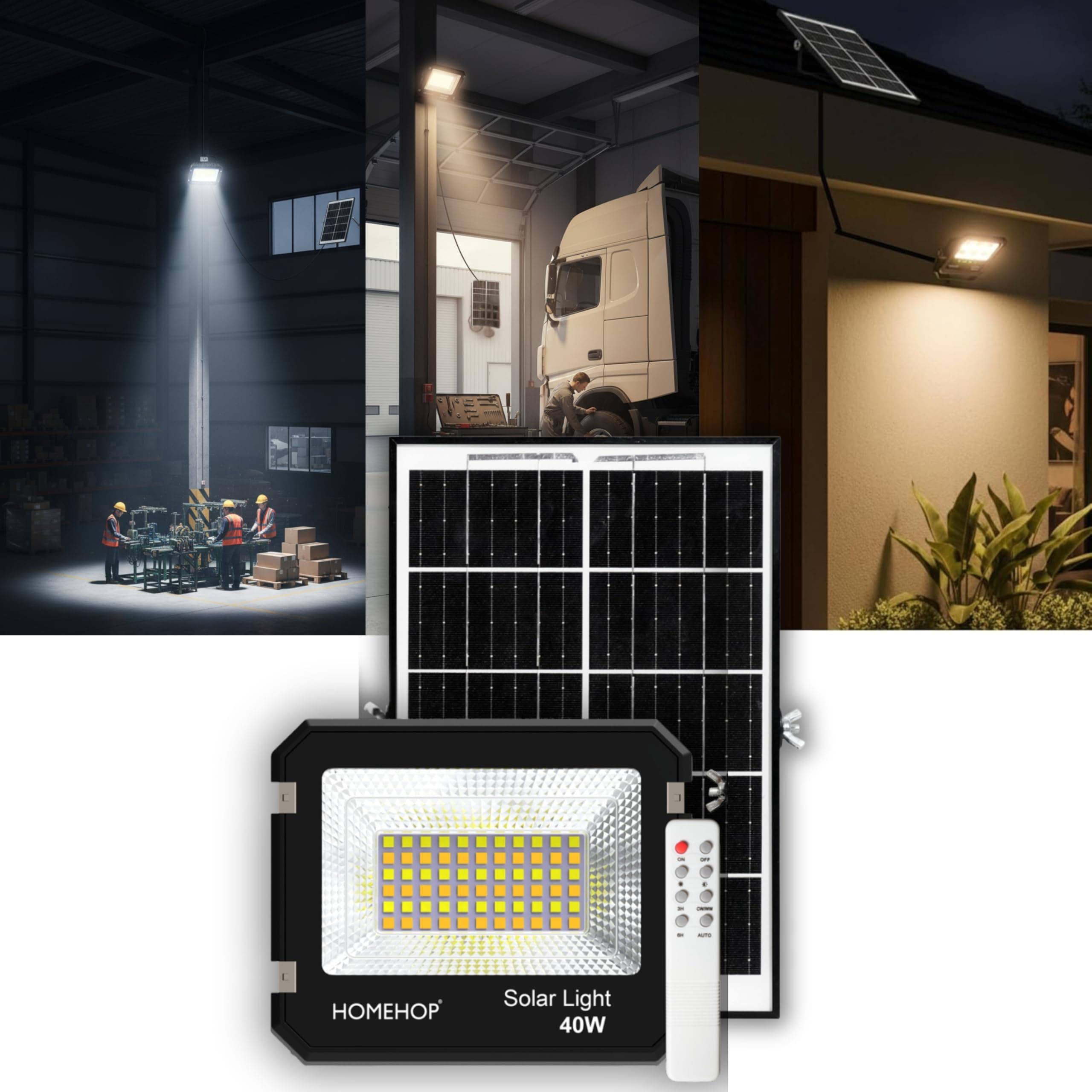 Homehop    40 W     , , ,      LED   (ABS, 3 ) | Solar Flood Light Outdoor Led Automatic with Remote Controll Wireless for Balcony, Pathway, Lawn, Pat...