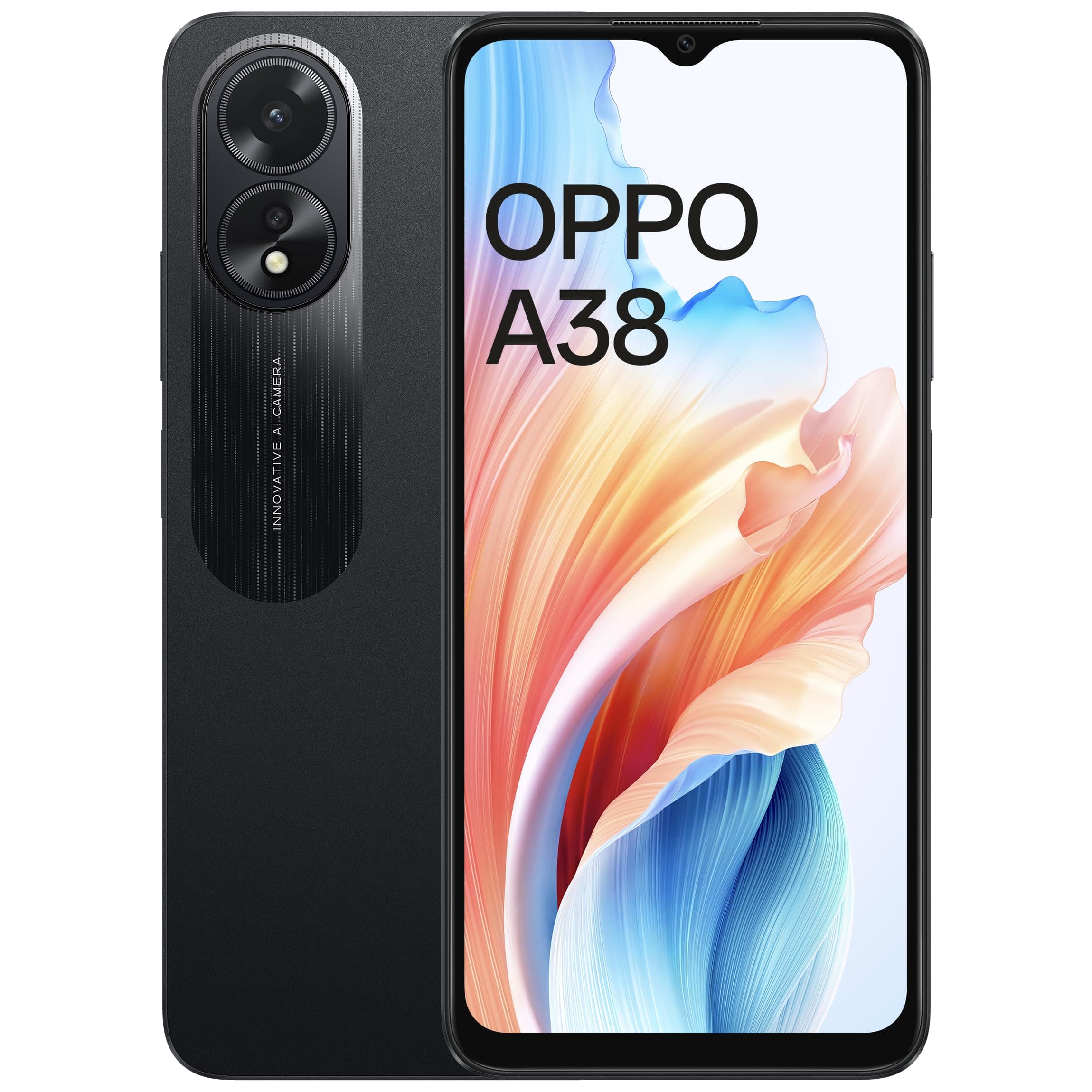 OPPO A38 (Glowing Black, 4GB RAM, 128GB Storage) | 5000 mAh Battery and 33W SUPERVOOC | 6.56" HD 90Hz Waterdrop Display | 50MP Rear AI Camera with No ...