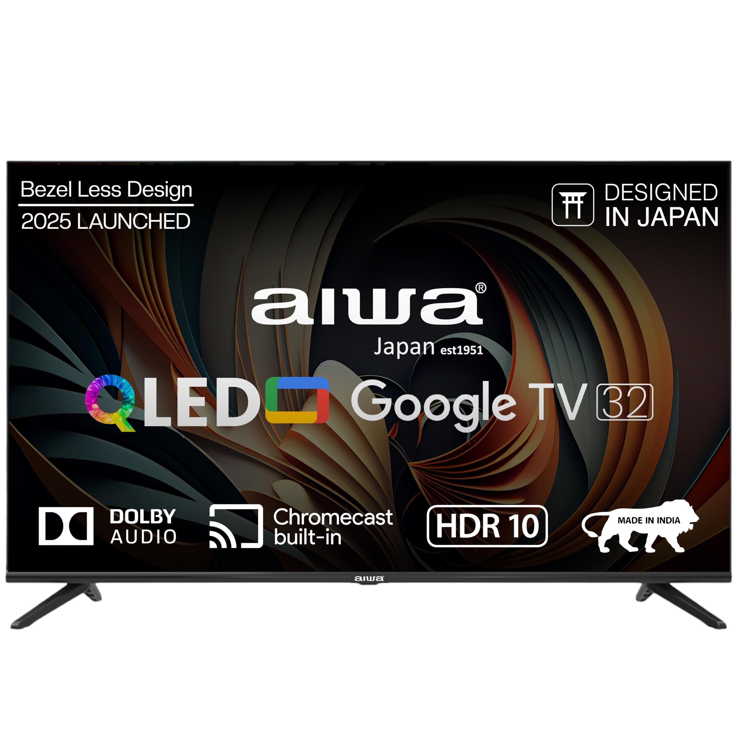 Aiwa Smart TV | 4K Ultra HD, LED Display, Built-in Apps | QLED Google TV (Black) (32 Inches QLED)