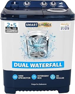 OG Star Smart Choice 8.5 Kg Semi-Automatic Top Load Washing Machine | 1400 RPM Powerful Motor | 3D Rollers | Dual Waterfal...
