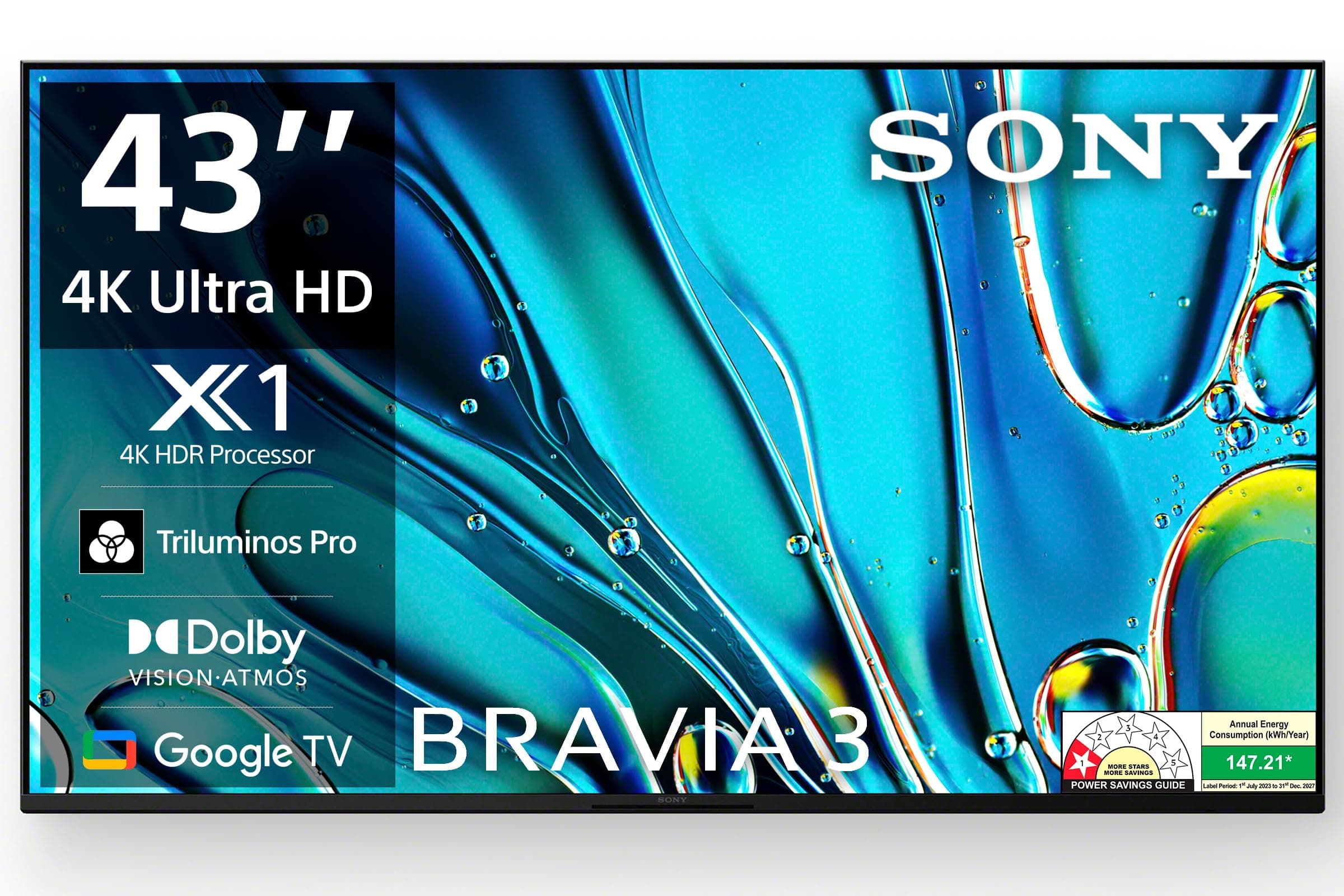 Sony BRAVIA 3 Series 108 cm (43 inches) 4K Ultra HD AI Smart LED Google TV K-43S30 (Black)