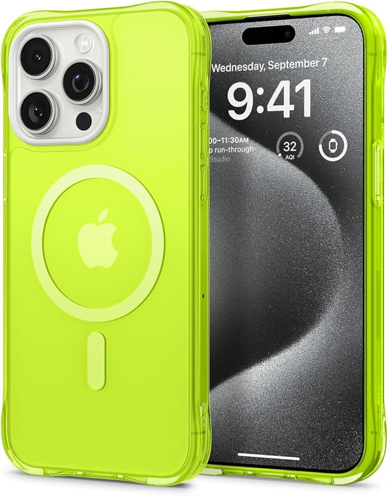 Spigen Cyrill UltraSheer Mag for iPhone 15 Pro Max Case, Semi-Transparent iPhone 15 Pro Max Back Cover - Lime