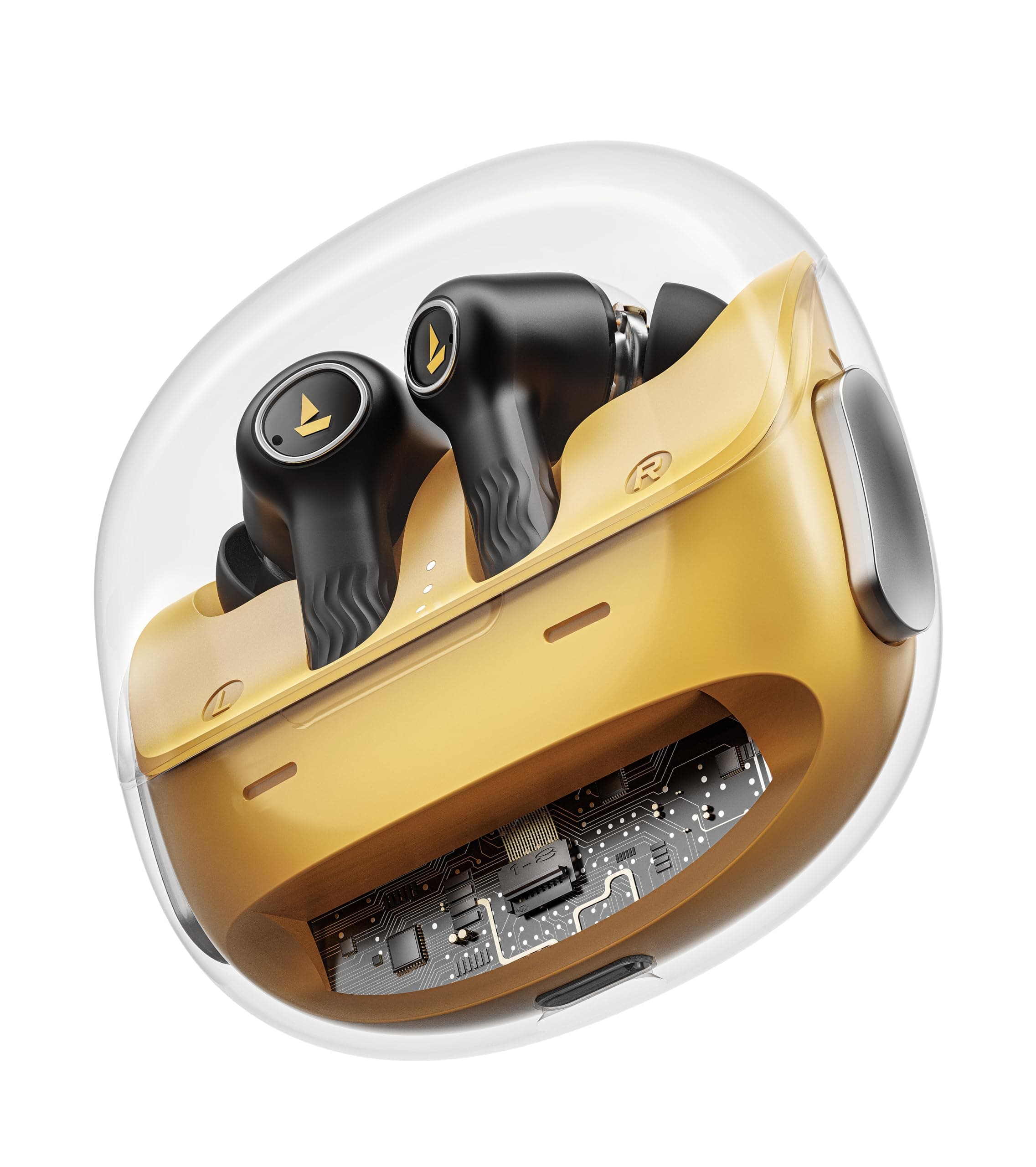 boAt New Launch Nirvana Crystl, Transparent Case,Spatial Audio, ANC(~32dB), 100Hrs Battery,4Mics ENx, Dual Pair,App Support, Bluetooth Earbuds, TWS Ea...