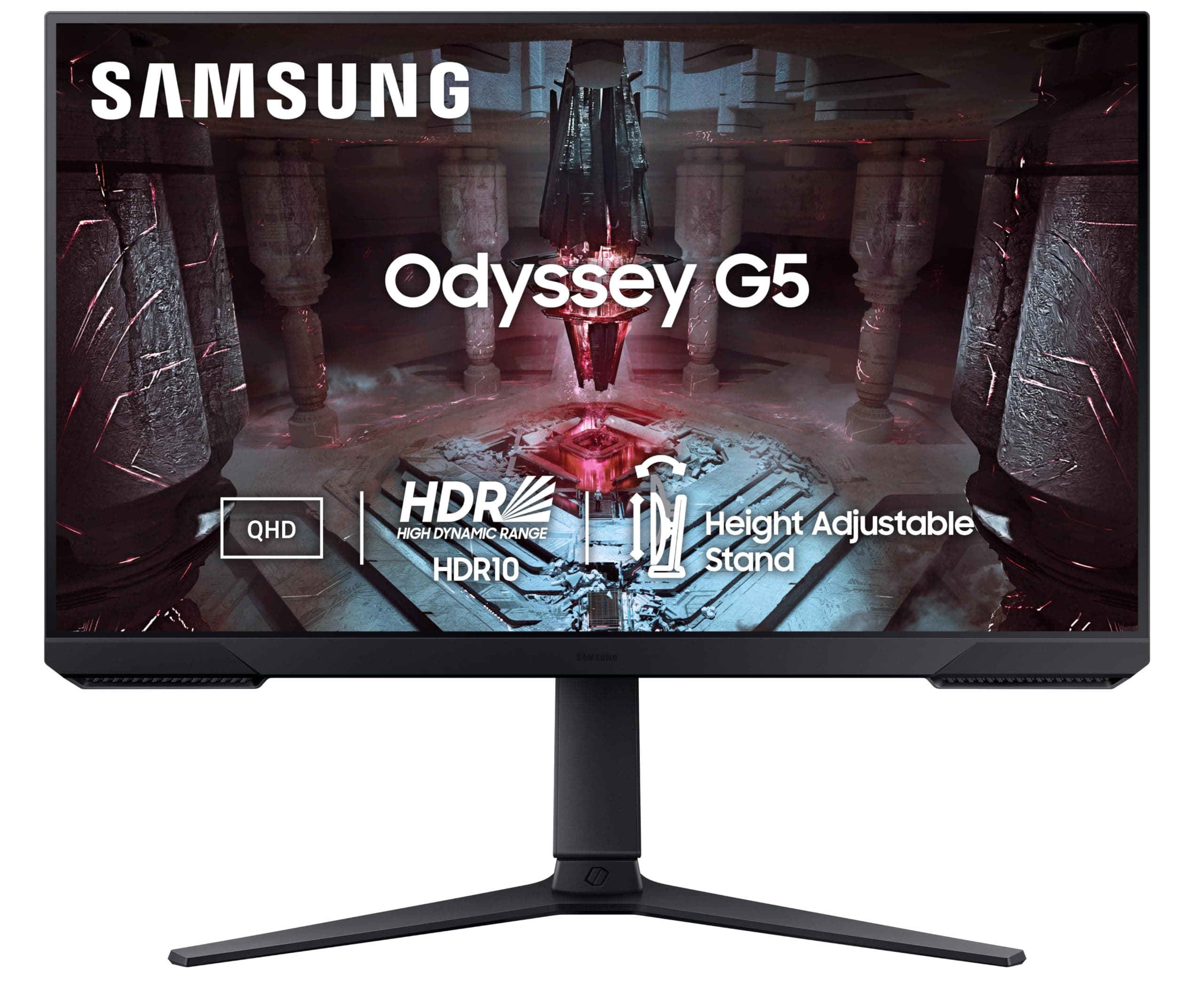 Samsung 27-inch(68.5cm) Odyssey G5 Gaming, QHD 2K, 165Hz, 1ms, HAS, Flat Monitor, AMD FreeSync Premium, HDR10 (LS27CG510EWXX, Black)