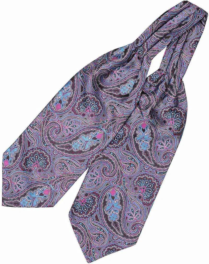 The Tie Hub Empire Paisley Purple Cravat Ascot Tie For Men