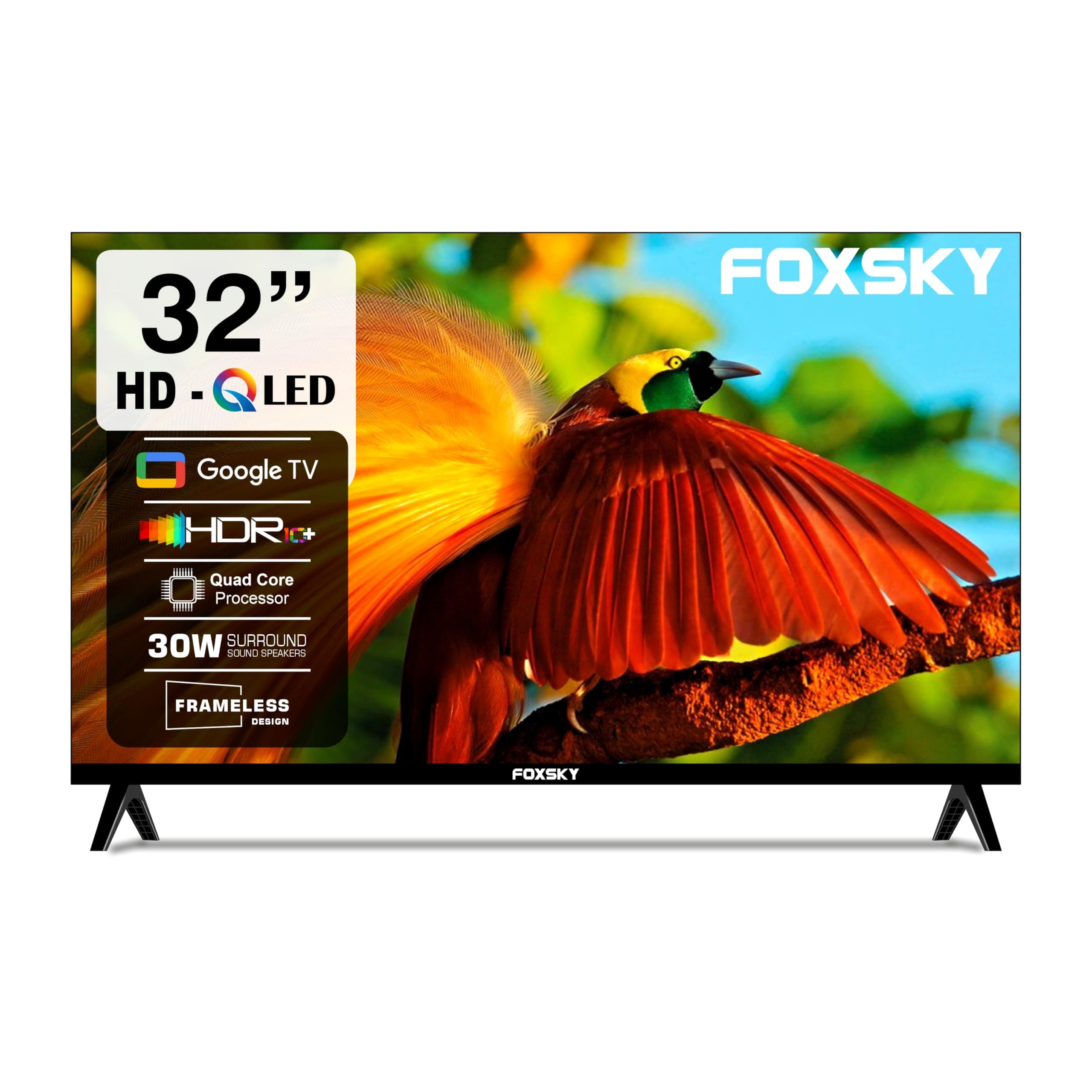 Foxsky 80 cm (32 inch) Frameless Series HD Ready LED Smart TV FS32GATV (Black)