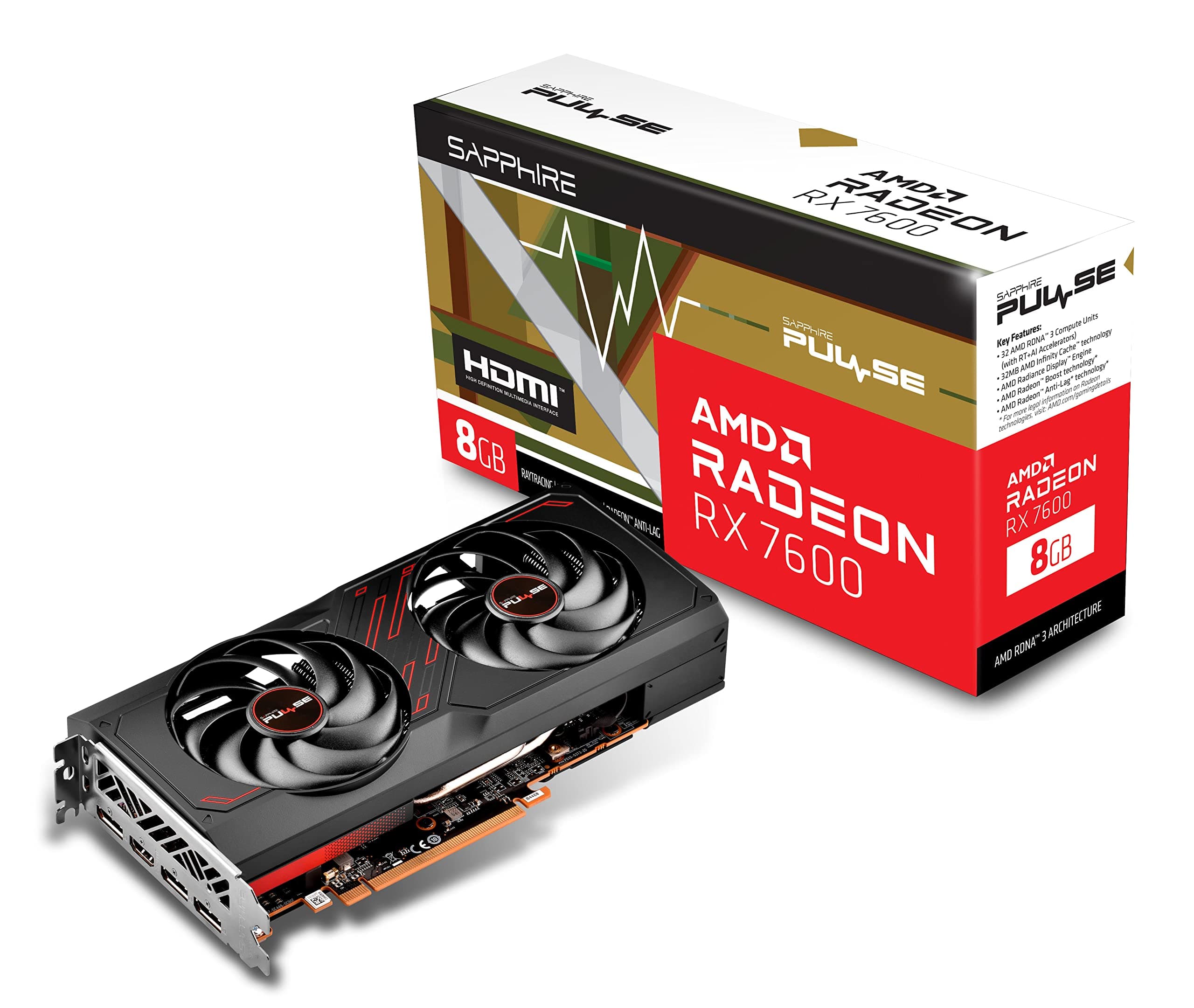 Sapphire Pulse AMD Radeon™ RX 7600 Gaming 8GB GDDR6 HDMI/Triple DP LITE