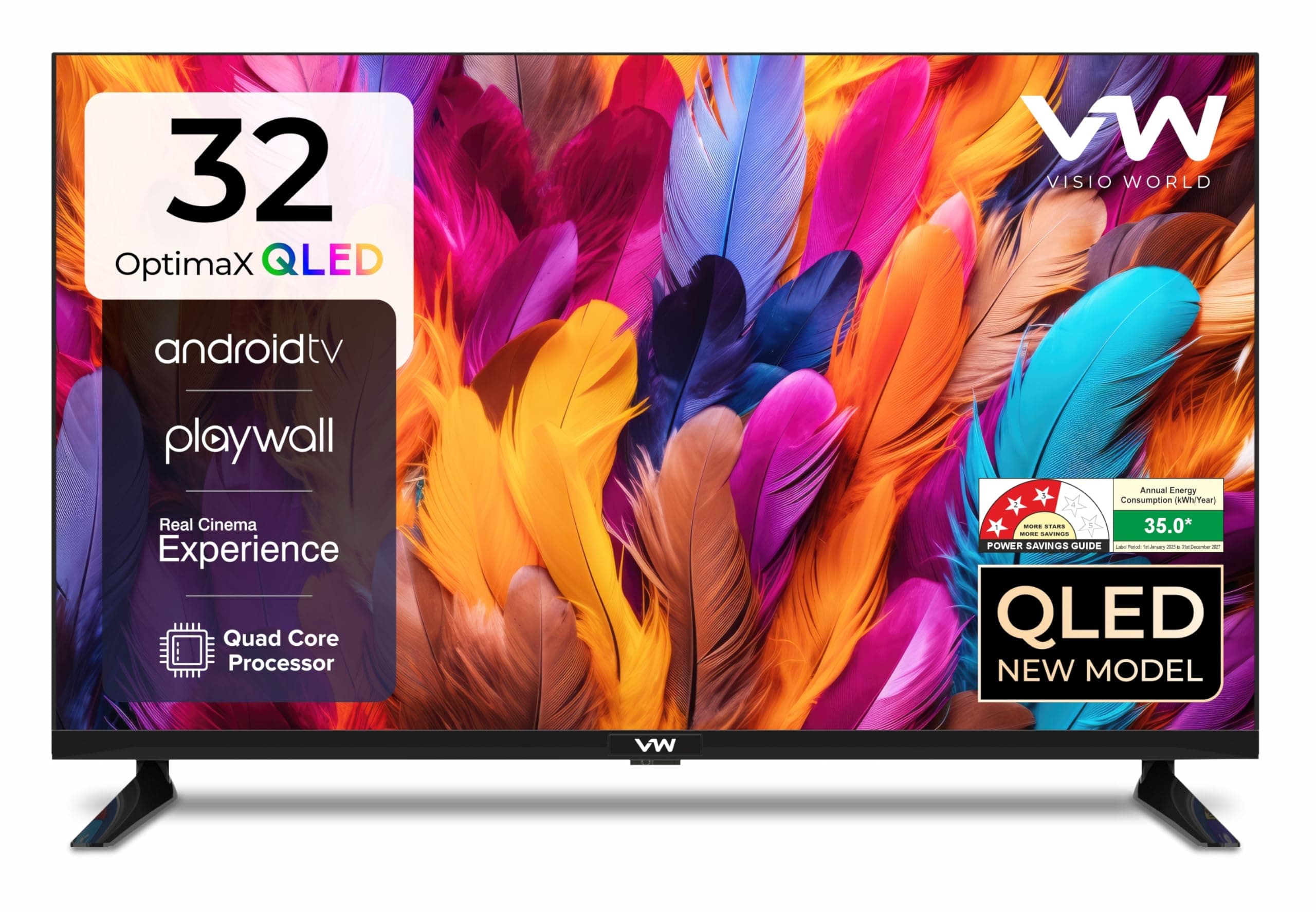 VW 80 cm (32 inches) Playwall Frameless Series HD Ready Smart LED TV VW3251 (Black)