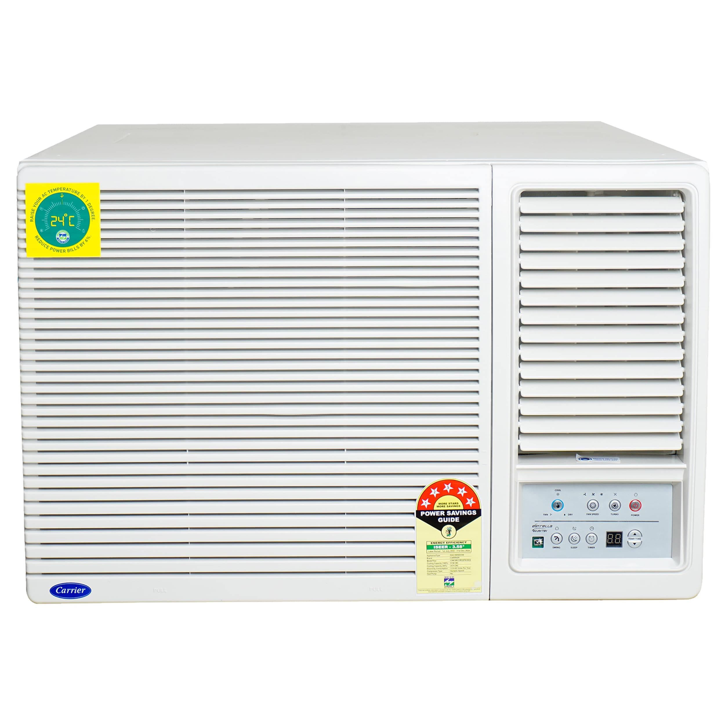 Carrier 1.5Ton 5 Star Copper, Dust Filter & Turbo Mode Window Inverter Air Conditioner(CARRIER WIN Air Conditioner 18K ESTRELLA EXI 5 STAR, White)