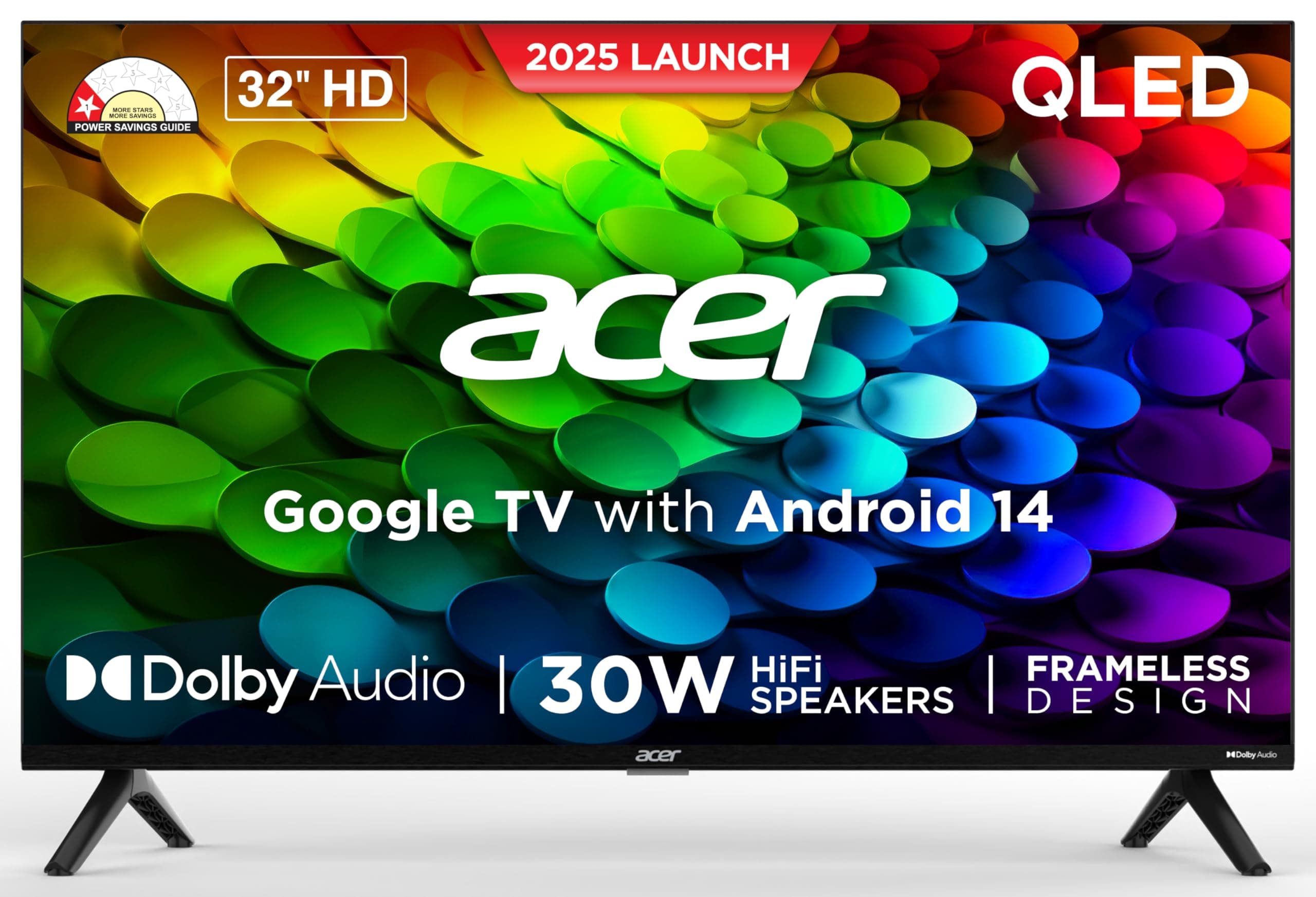 Acer 80 cm (32 inches) V Pro Series HD Ready Smart QLED Google TV AR32QDXGU2841AT (Black)