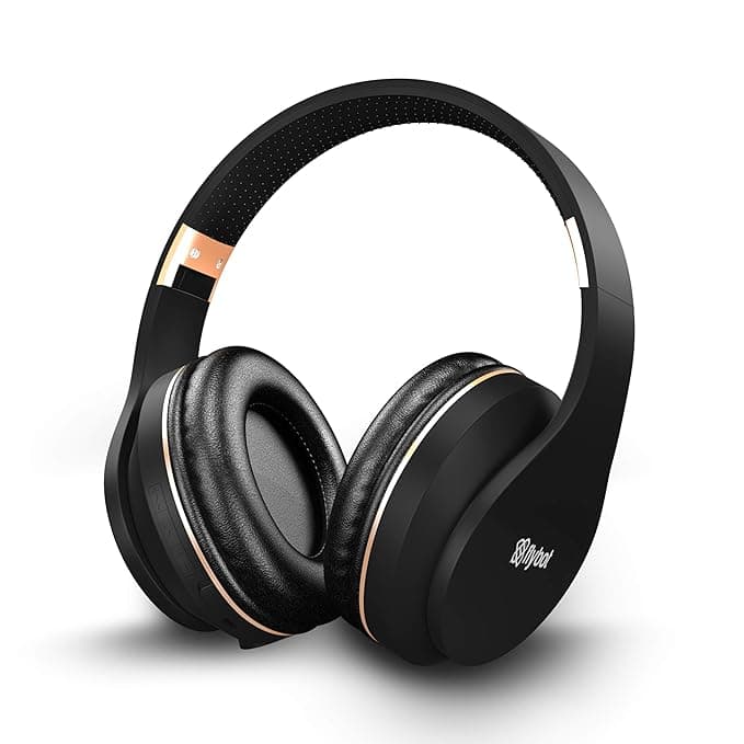 Flybot Rock Over-Ear Bluetooth Headphone with Seamless Controls, IPX 5 Sweat Proof Cushions, up to 6 Hours Playtime (Black-Gold) Over-Ear