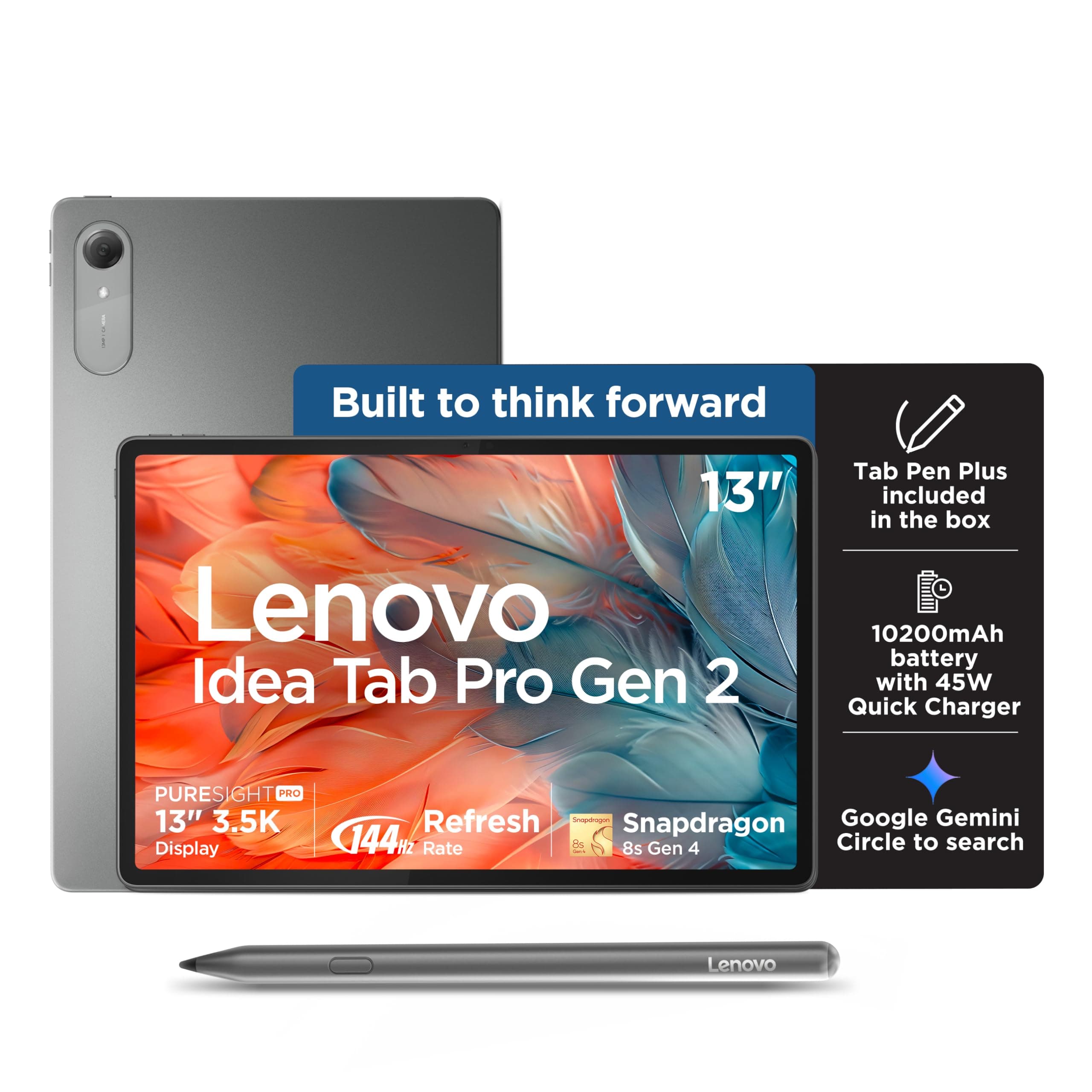 Lenovo Idea Tab Pro Gen 2 with Pen Plus | 13" Display, 3.5K Resolution, 144Hz Refresh | 8GB, 256GB | Snapdragon 8s Gen 4 | 10200mAh | 4 JBL Speakers| ...