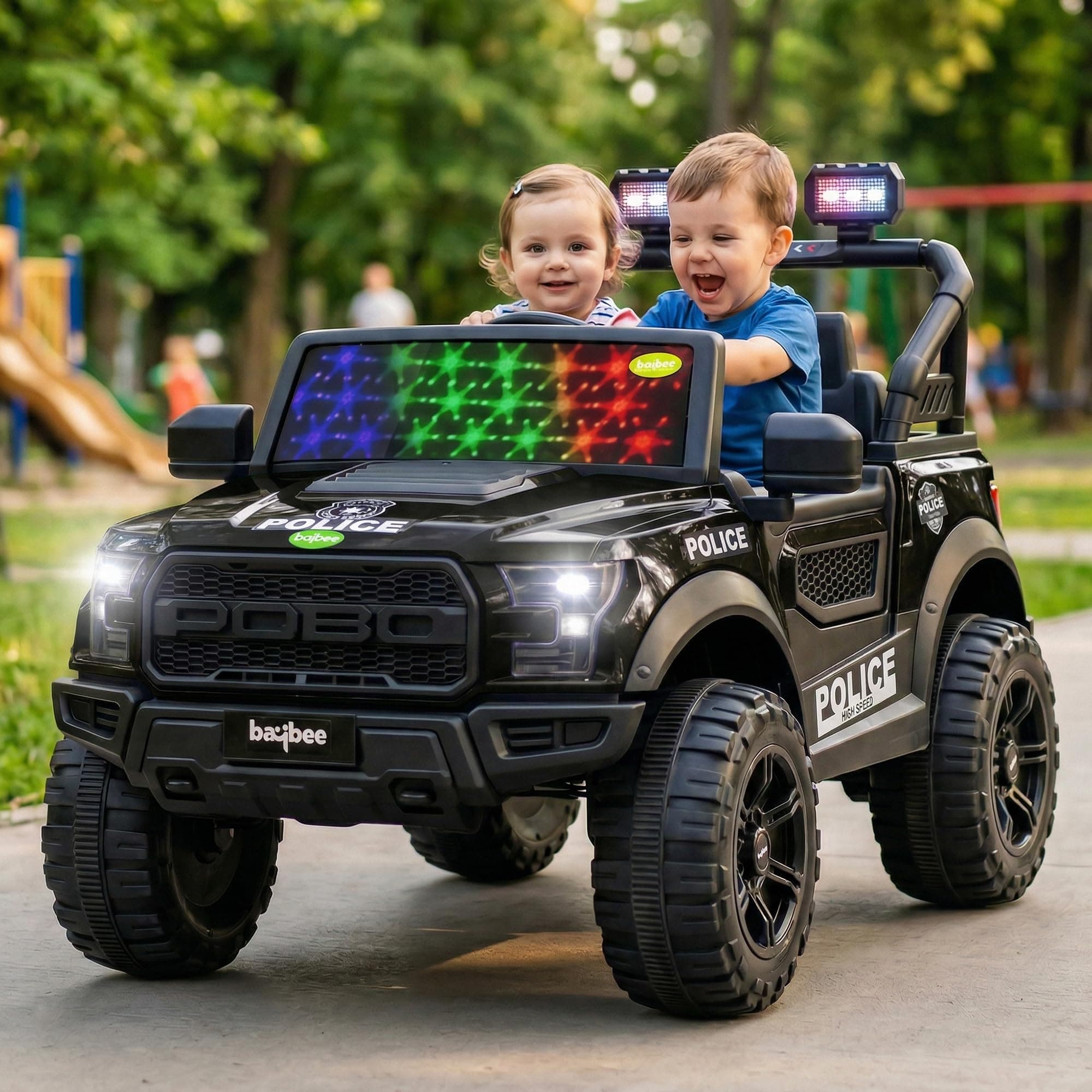 Baybee Bronco Police Edition Battery Operated Jeep for Kids, Ride on Toy Kids Car with Light & Music | Electric Jeep Battery Car | Baby Big Car for Ki...