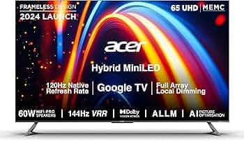 Acer 164 cm (65 inches) M Series 4K Ultra HD Smart QLED Mini LED Google TV AR65UDMGR2885AT (Black)