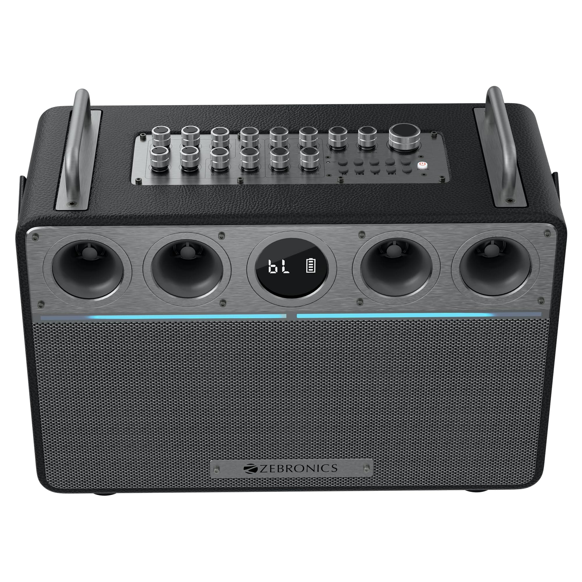 ZEBRONICS StudioXOne, Bluetooth Speaker, 240W, 11h Playback, 45W I/O Rapid Charge, 2X Wireless UHF MIC, Karaoke, Recorder, Guitar Control, OTG Live St...