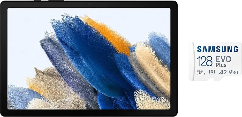 Samsung Galaxy Tab A8 10.5 inches Display, RAM 4 GB, ROM 64 GB Expandable, Wi-Fi+LTE Tablets, Gray & EVO Plus 128GB microSDXC UHS-I U3 130MB/s Full HD & 4K UHD Memory Card with Adapter