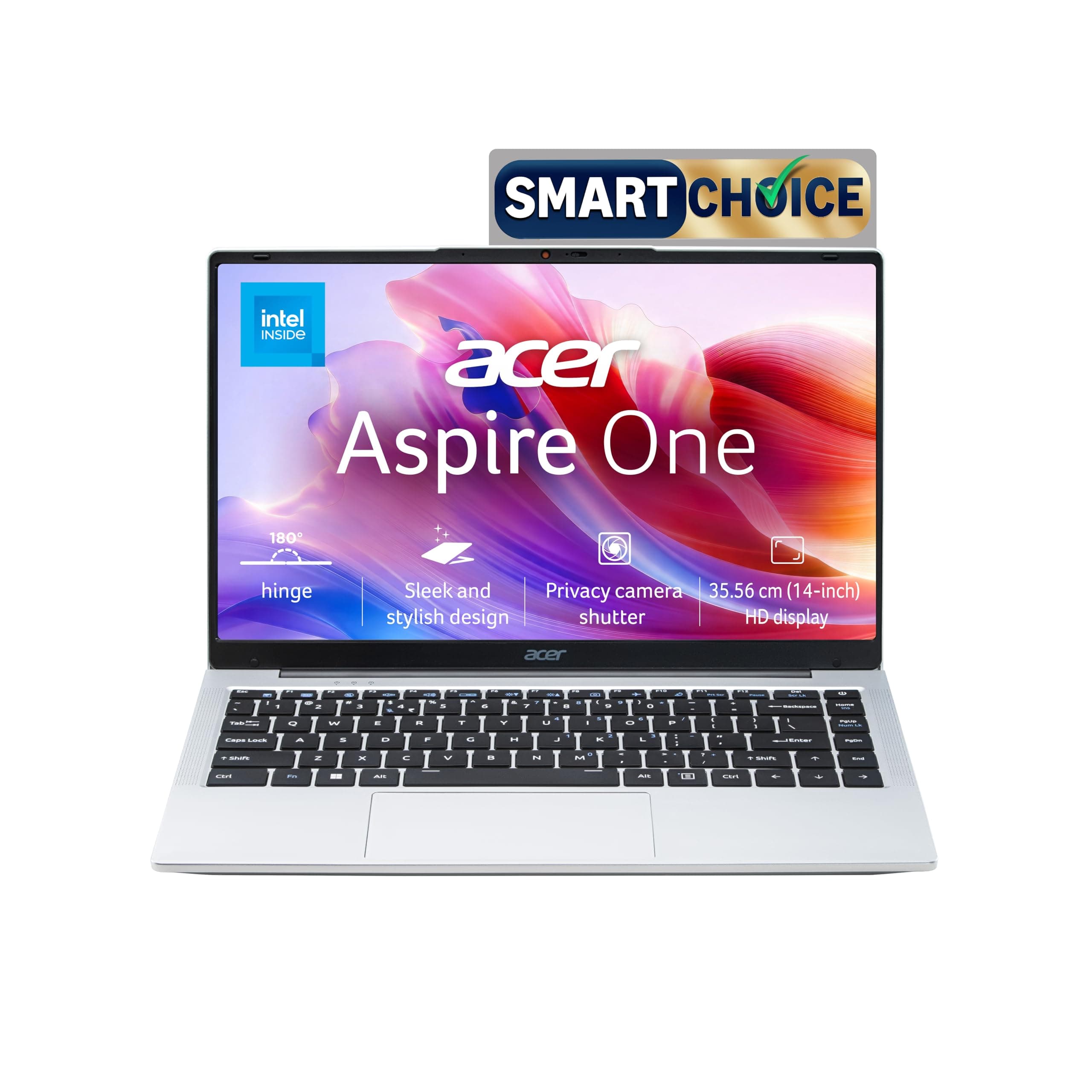 Acer Aspire One, Intel Core Celeron N4500, Office 2024 + M365 Basic, 12GB LPDDR4X RAM/ 512GB SSD, 14.0"/35.56cm TN HD Display, Win 11 Home, Pure Silve...