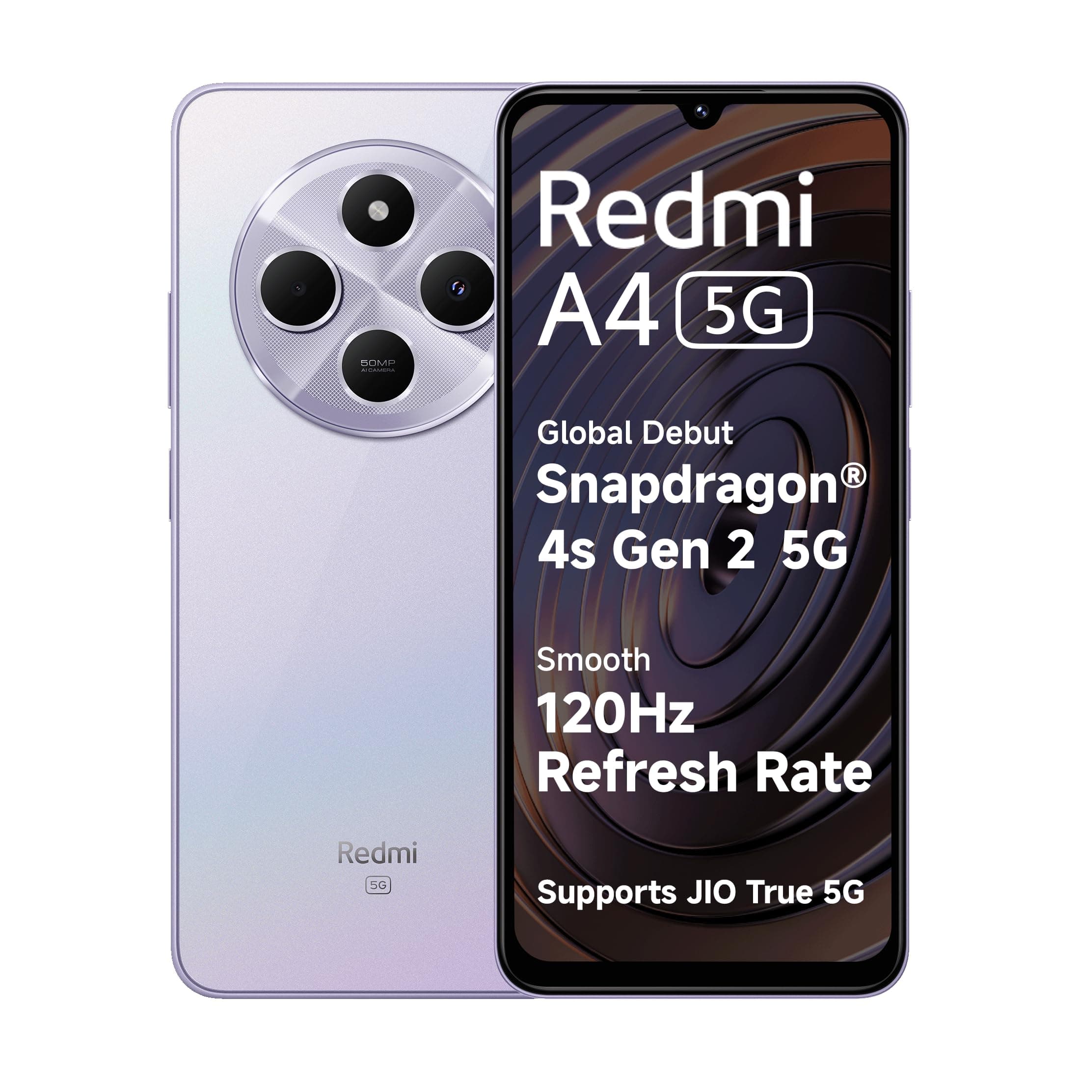 Redmi A4 5G (Sparkle Purple, 4GB RAM, 128GB Storage) | Global Debut SD 4s Gen 2 | Segment Largest 6.88in 120Hz | 50MP Dual Camera | Free 33W Charger i...