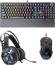 Redgear Cosmo 7.1 Wired On Ear Headphones with Gaming Mouse and Mechanical Keyboard with Mic