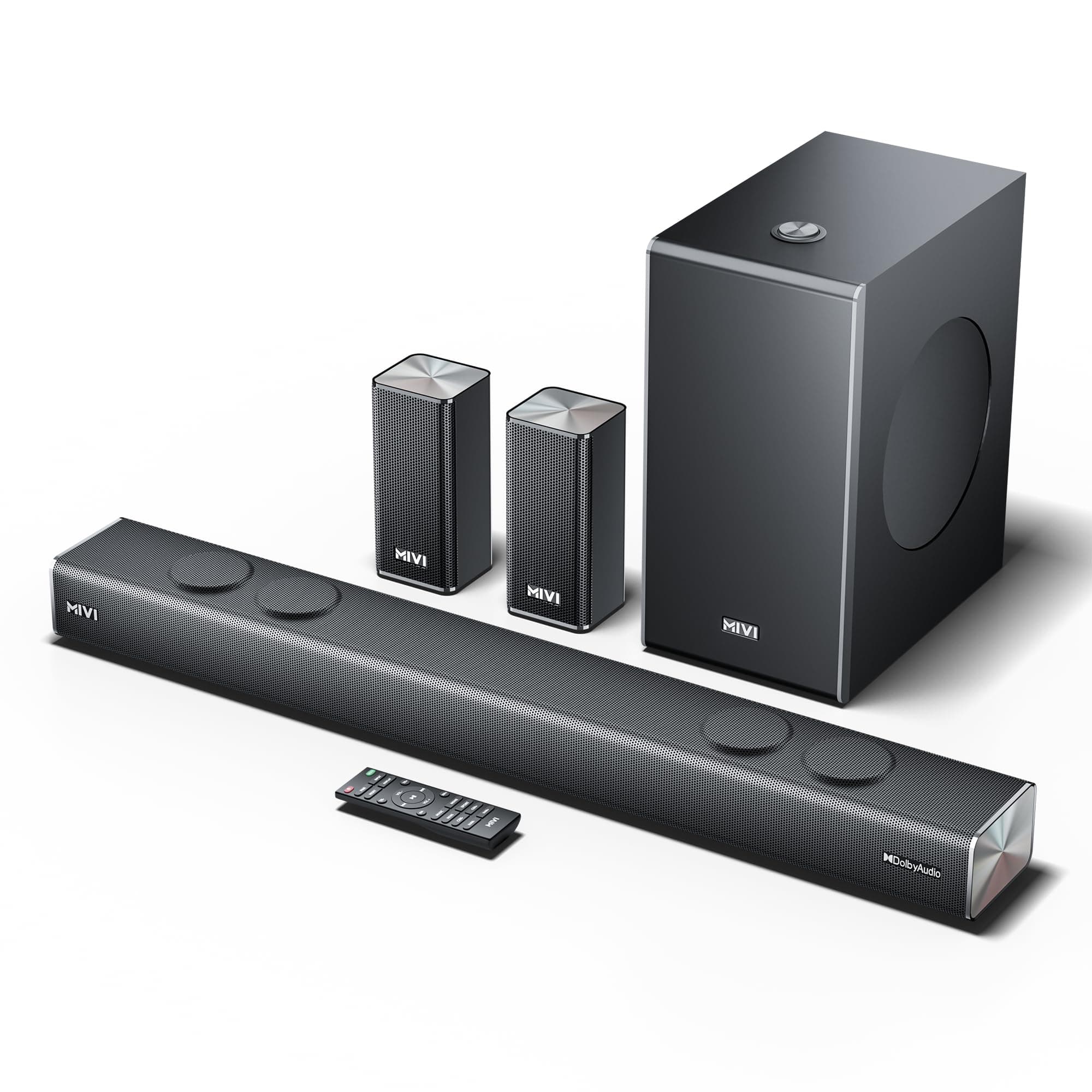 Mivi Fort Q700D Soundbar with Dolby Audio, 700W, 5.1 channel, 3 in-build speakers, 2 satellite speakers and 1 woofer, Multiple EQ & Input Modes, Made ...