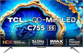 TCL 139 cm (55 inches) 4K Ultra HD Smart QD-Mini LED Google TV 55C755 (Black)