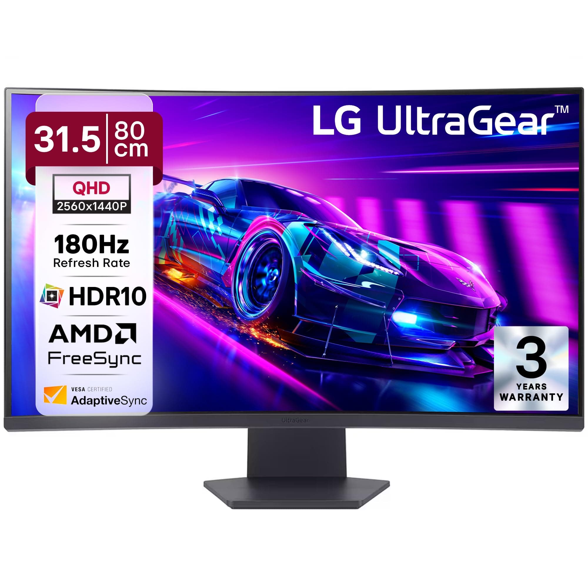 LG Ultragear 32GS60QC (32 inch) QHD 1000R Curved Gaming Monitor (2560 x 1440) with 180Hz, 1ms, AMD FreeSync, HDR10, VESA Certified, HDMIx2 DisplayPort...