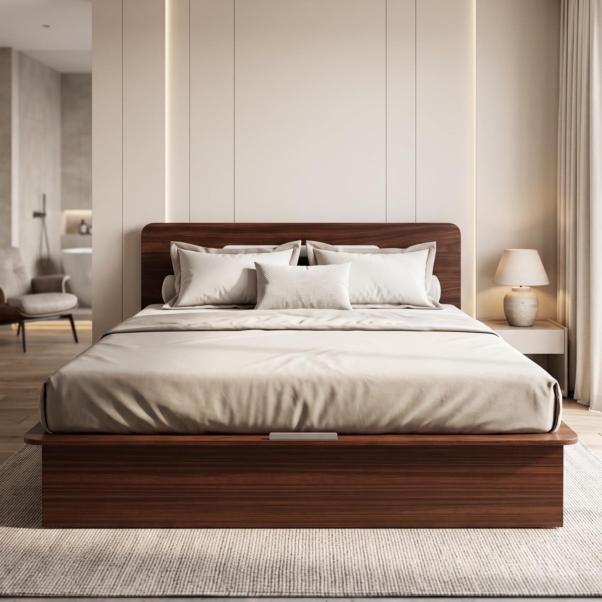 GODREJ INTERIO Bed, Juno King Size Engineered Wood Bed with Box Storage, 1-Year Warranty, Brown, Prelaminated Particle Board