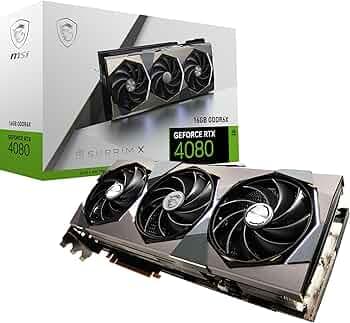MSI GeForce RTX 4080 16GB SUPRIM X Graphic Card I NVIDIA GeForce RTX 4080 GPU | 16 GB GDDR6X 256-bit Memory, | 22.4 Gbps Speed | PCI Express 4 Interfa...