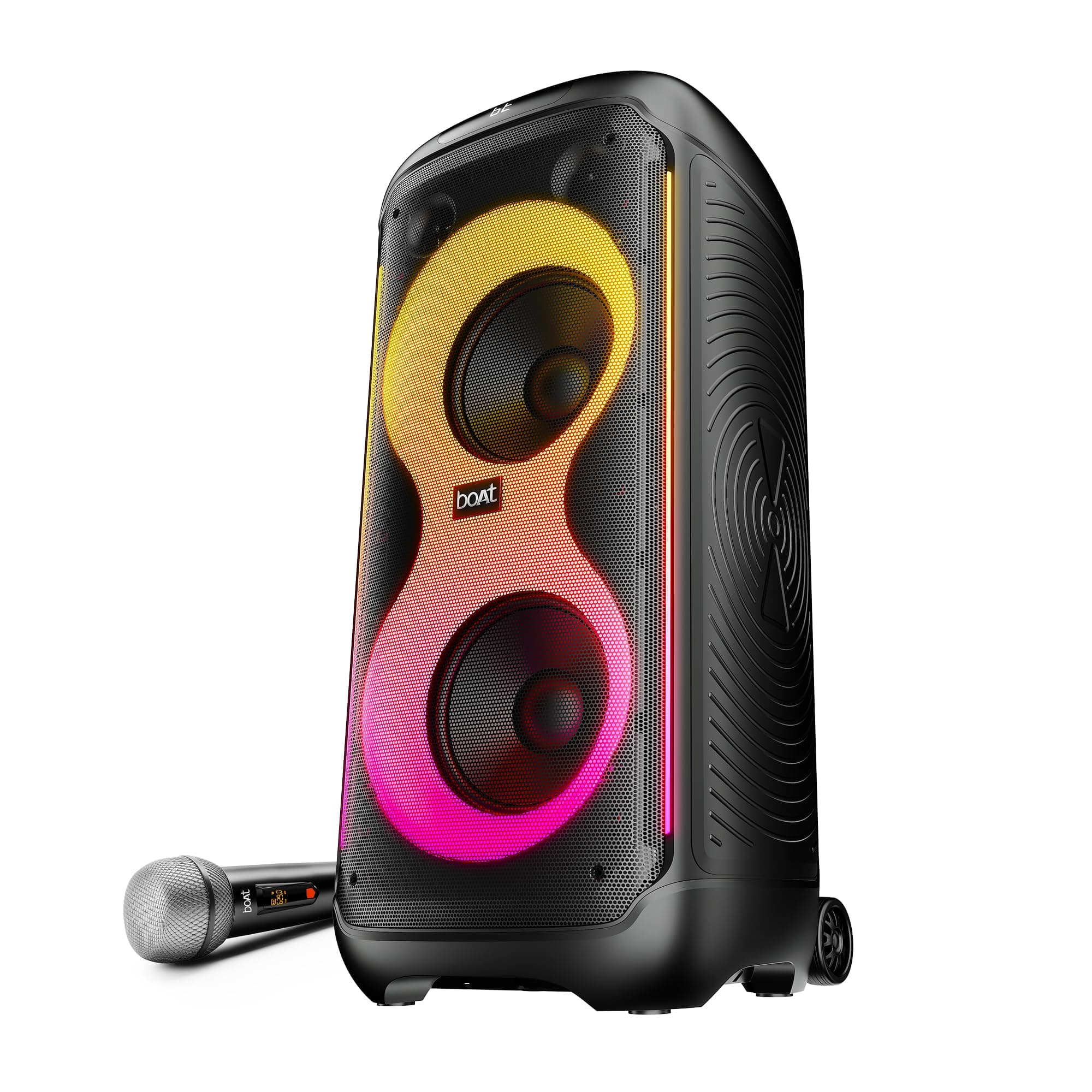 boAt 2026 Launch PartyPal 650, AI Karaoke Auto Tuner,Inbuilt DJ Tracks & Bass Drop,300W Output,2 UHF Wireless Microphones,Vibrant RGB LEDs,Wheels for ...