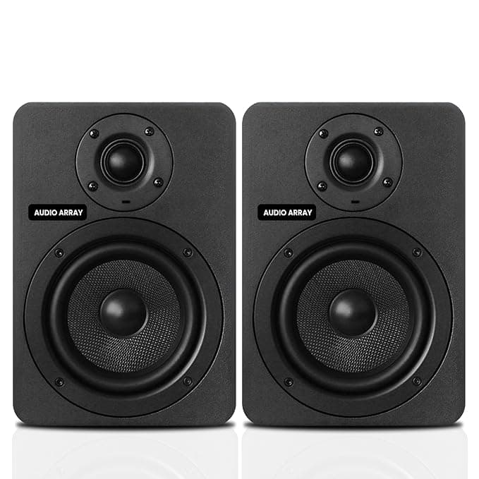 Audio Array 5-Inch 2 Way Near Field Studio Monitor Speakers Pair | 140W RMS Class AB Amplification | Kevlar Woofer, Silk Dome Tweeter | XLR/TRS Inputs | 56Hz-22kHz Frequency Response | X5
