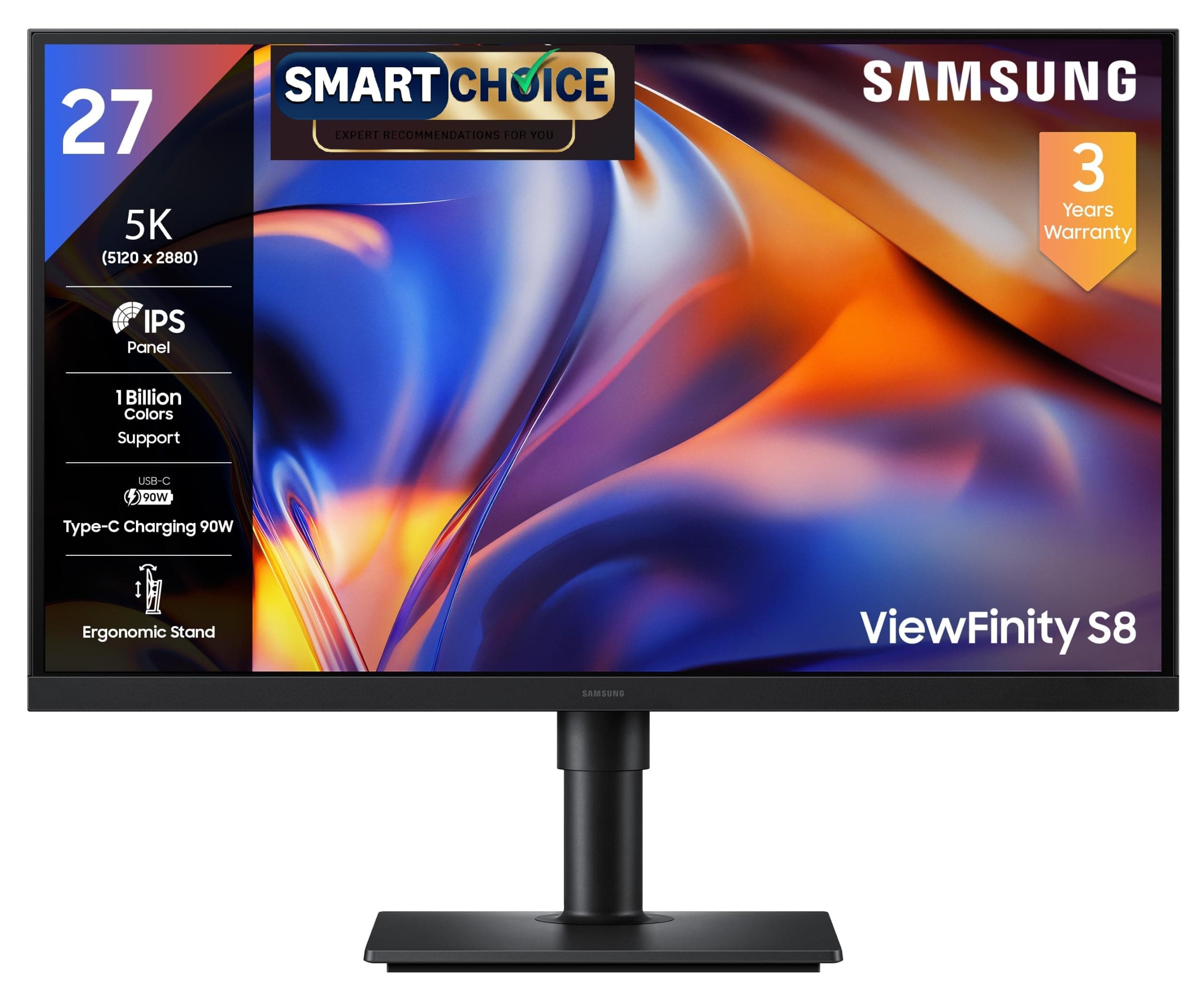 Samsung 27" ViewFinity S8 Monitor| IPS | 5K (5120 x 2880) |350nits| 1.07 Billion Colors| SRGB 99% | PIP | PBP | HDR10 |Display Port| HDMI Port | Multi...