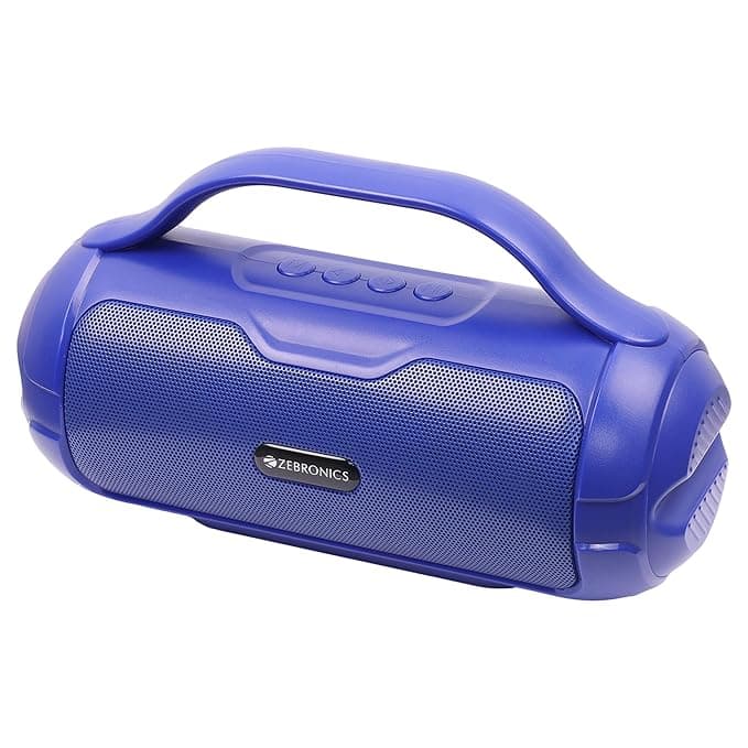 ZEBRONICS Sound Feast 40 Portable Bluetooth Speaker, 8 Watts, Dual 5.2cm Drivers, Passive Radiator, Upto 10 Hours Playback, BTv5.3 | USB | mSD |TWS, Call Function, Deep Bass (Blue)