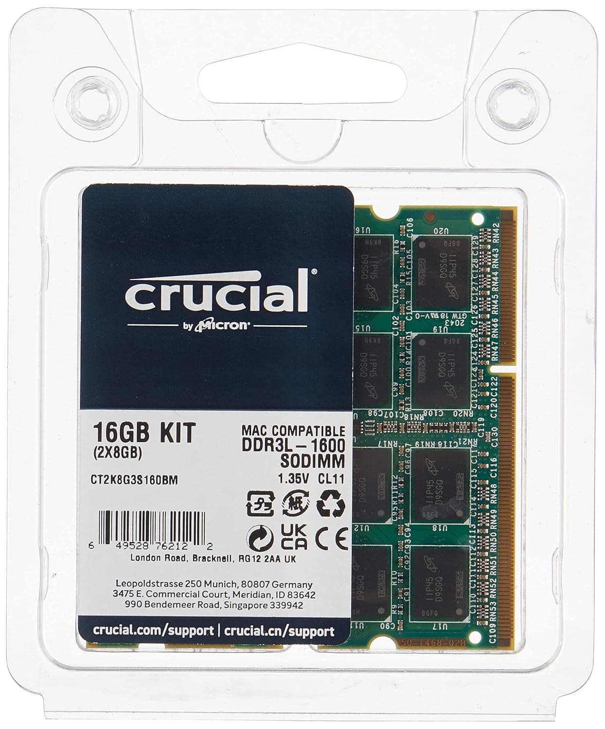 Crucial 16GB Kit (2 x 8GB) DDR3L-1600 SODIMM Memory for Mac Memory