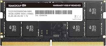 TEAMGROUP Elite SODIMM DDR5 16GB 5600Mhz (PC5-44800) CL46 Non-ECC Unbuffered 1.1V 1Rx8 Single Rank 262 Pin Laptop Memory Module Ram - TED516G5600C46-S...