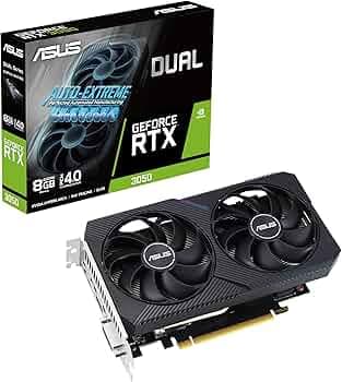 ASUS Dual GeForce RTX 3050 V2 8GB GDDR6 Graphics Card with Two Powerful Axial-tech Fans for AAA Gaming Performance and ray tracing.