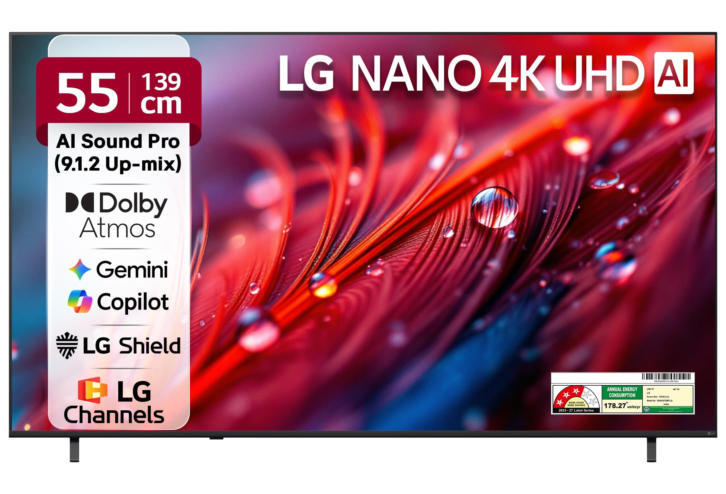 LG 139 cms (55 inches) NU87 AI Series 4K Ultra HD Smart webOS VA LED TV 55NU870BPLA