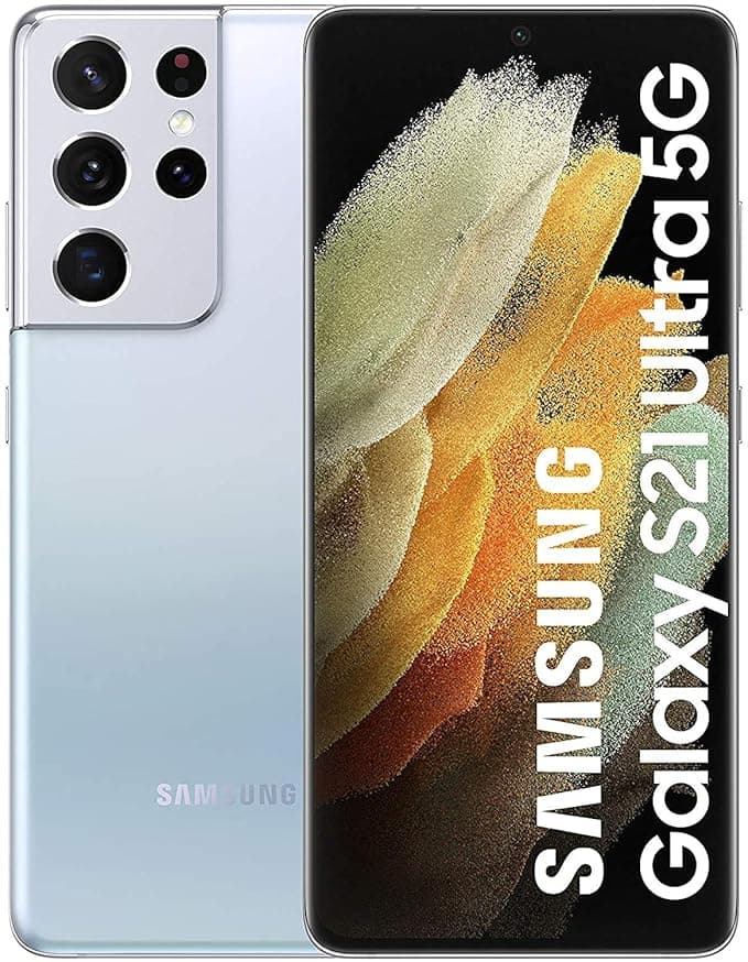 Samsung Galaxy S21 Ultra 5G with Snapdragon 888 (Phantom Silver, 16GB RAM, 512GB Storage) Smartphones