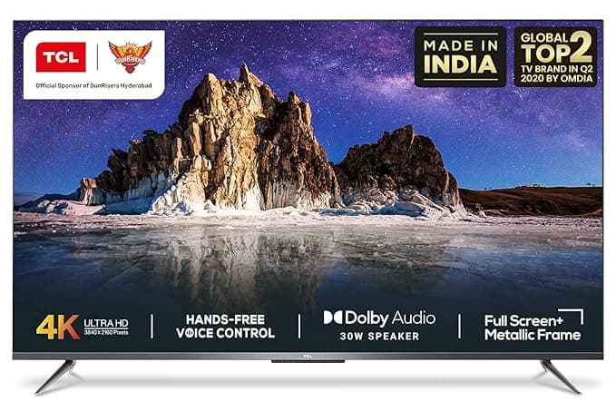 TCL 164 cm (65 inches) AI 4K Ultra HD Certified Android Smart LED TV 65P715 (Silver) (2020 Model) Smart Televisions