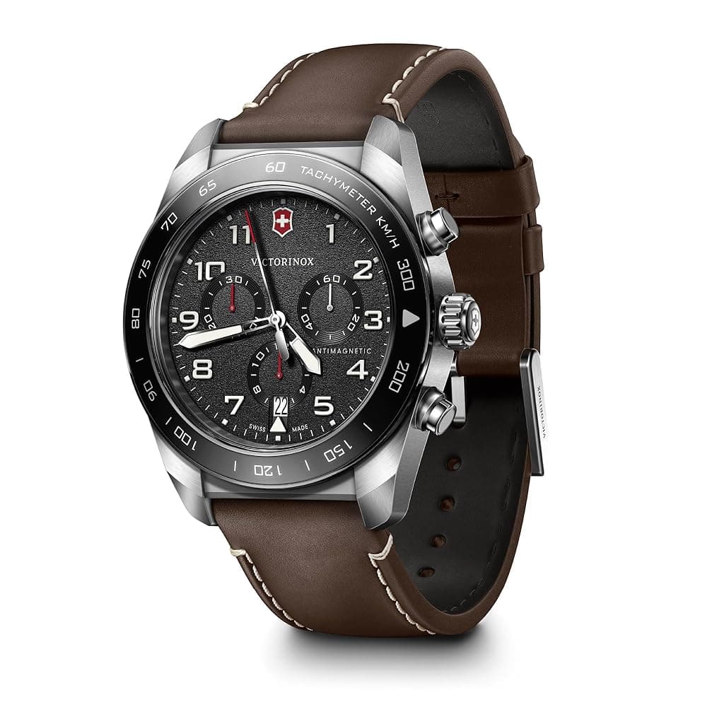 Victorinox Swiss Army | Swiss Made Men's Chronograph Watch with Tachymeter, 42 mm, 100M Water Resistant, Anti-Shock & Antimagnetic | Black Dial, Stain...