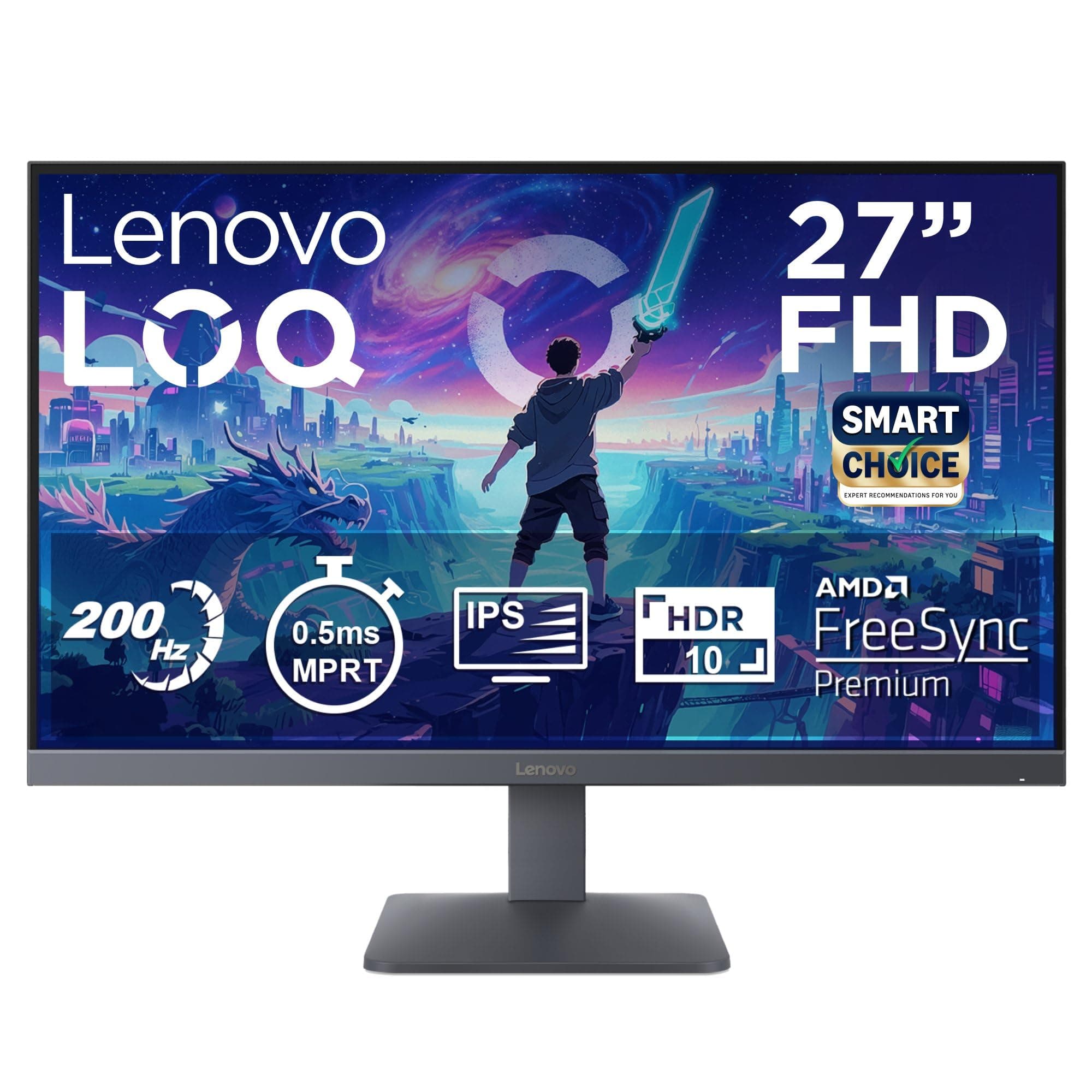 Lenovo LOQ 27-10 | 27" (68.5cm) FHD (1920x1080) IPS 200Hz Gaming Monitor | 0.5ms, HDR10 Compliance, AMD FreeSync, 99% sRGB, 2xHDMI 2.1 TMDS, 1xDP 1.4|...