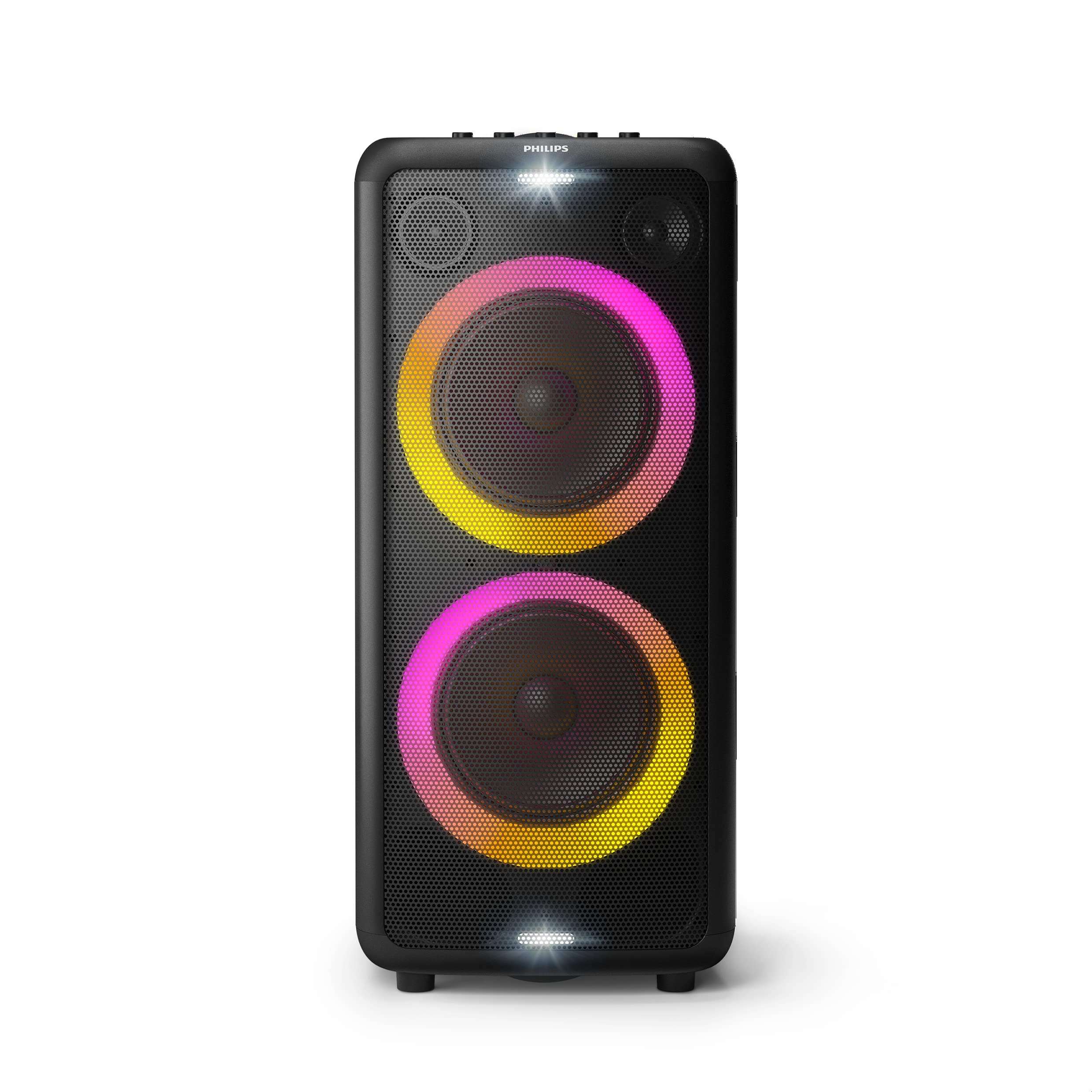 Philips Audio TAX5206 160 W Bluetooth Party Speaker with 14 Hours Play Time, Karaoke Features, Guitar and Mic Input, Party Lights and Trolley Design with Wheels, Black