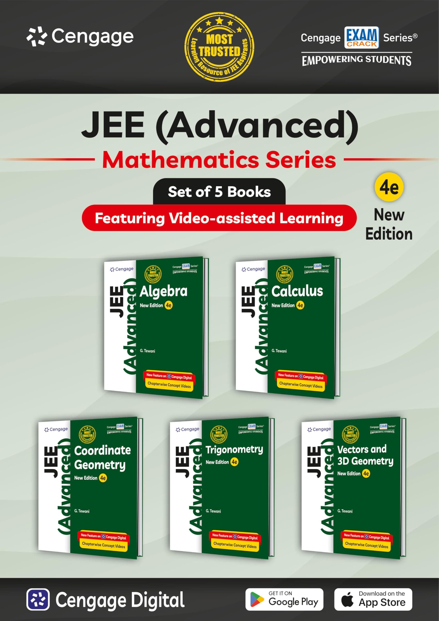 Cengage Mathematics Combo for JEE Advanced: Algebra + Calculus + Coordinate Geometry + Trigonometry + Vectors & 3D Geometry Set of 5 Books with Chapte...