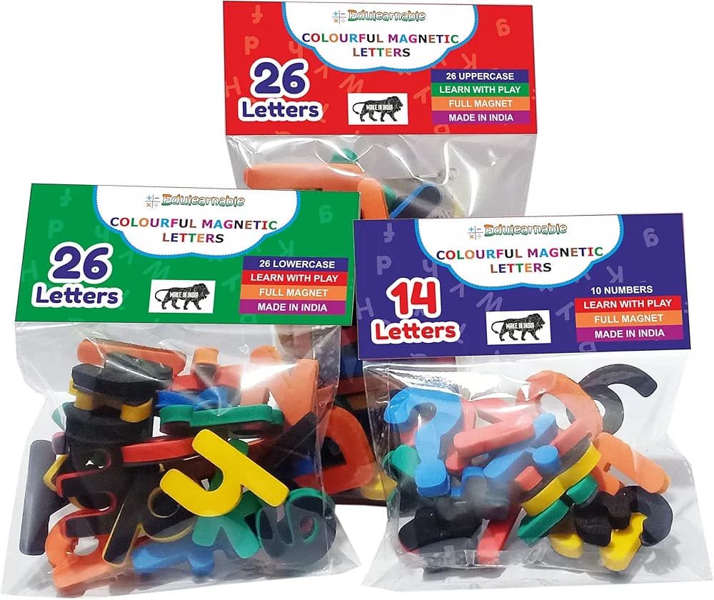 EDULEARNABLE Magnetic Letters Numbers Alphabet Fridge Magnets Colorful Foam ABC 123 Toy Set Preschool Learning Spelling Counting Uppercase Lowercase Math for Kid Toddler (66 Pcs)